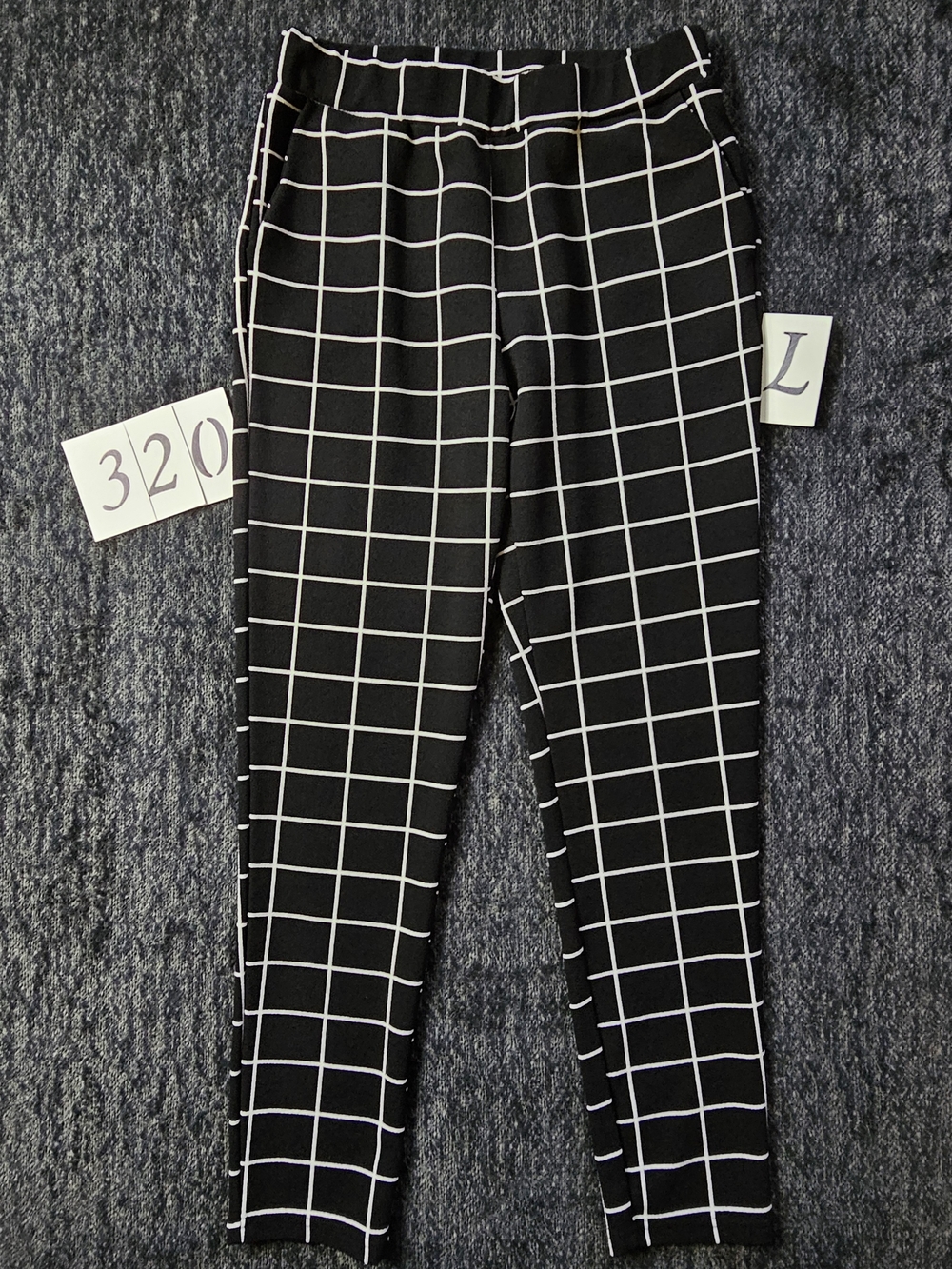 SHEIN Black Pants with White Windowpane Grid
